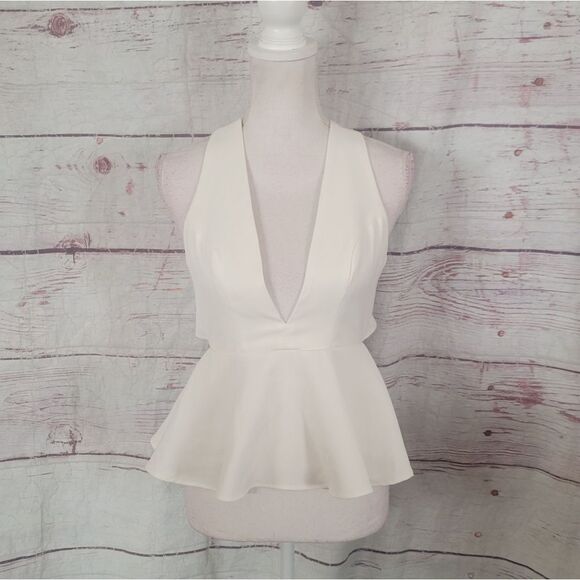 Lovers + Friends Dee Elly Deep V Neck Peplum Top Size XS - Picture 3 of 8
